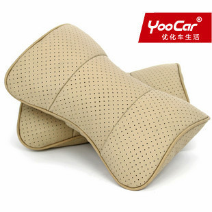 Genuine YOOCAR leather hole punch car pillow headrest for vehicle nursing pillow (put) three color optional