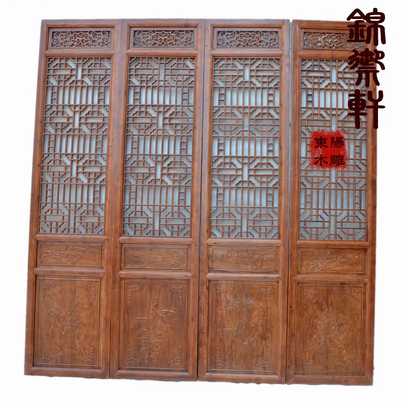 Dongyang Wood carving Grillwork door Xiang Zhangmu Folding Antique doors Plaid flower window Wood Screen partitionin the Residential furniture , Screen/Flower Window , Folding screen category - from Buy2taobao.com to provide professional Taobao agent buy service
