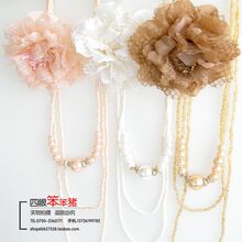 A64韩国韩版 饰品 带蕾丝胸花 长款项链 女 毛衣链 毛衣项链 项链
