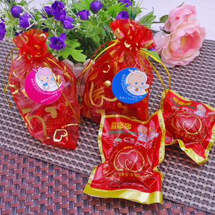  爱哆哆西点红蛋喜蛋喜饼诞生礼爱心纱袋龙宝宝满月礼盒+2蛋无添加