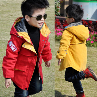  新款 韩版童装男童冬装大衣棉衣儿童加厚加棉贴皮风衣6052