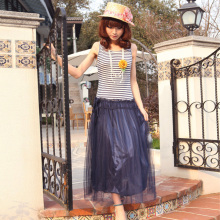 若宾2012新款夏装品质女装韩版拼接褶皱网纱无袖背心裙连衣裙L30