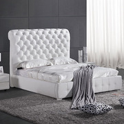 璀璨奢华欧式现代简约软体真皮，床储物软床，高背床含气动杆箱体