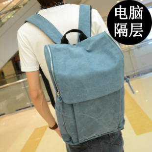  秋冬新款韩版帆布双肩背包学院风书包男士休闲旅行包电脑包潮