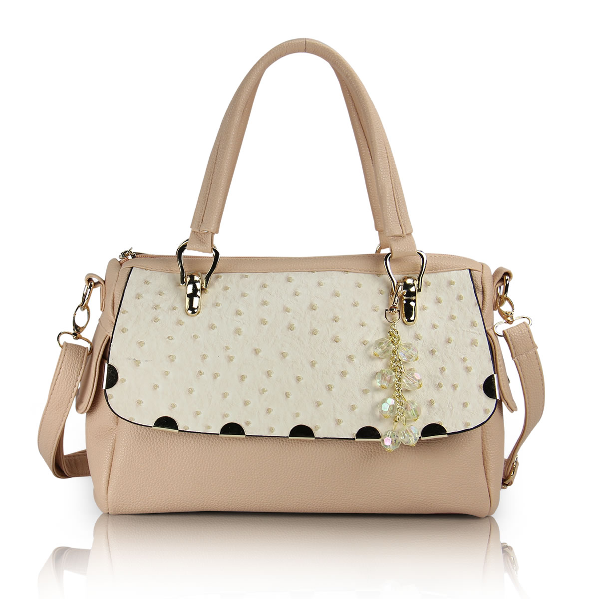 撞色PU横款手提包...