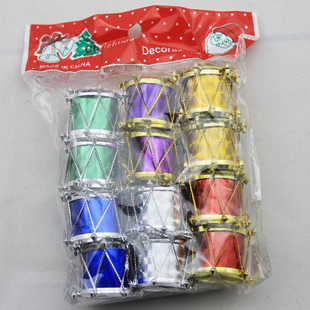  圣诞树装饰配件用品 彩色2.5CM小鼓（12个装）GJ49