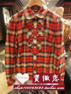  专柜正品依恋 12年最新春秋款格子长袖女衬衫EEYC23801C YC23801C