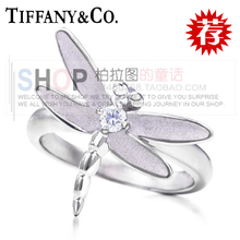 Tiffany Plata 925 anillo con incrustaciones de piedra libélula cajas de la joyería de regalo