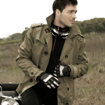 AK men 's military wind double breasted trench coat short leisure jacket
