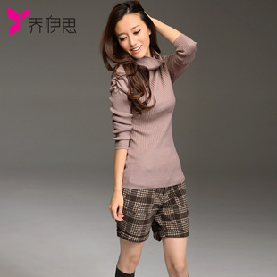  乔伊思 秋装新款韩版女装高领收腰修身长袖大码打底衫 针织衫