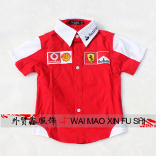 2012新款法*利 F1赛车服 全刺绣LOGO男童女童短袖衬衫 儿童衬衣