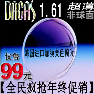 进口1.61超薄近视非球面加膜抗辐射树脂眼镜片变色片偏光片眼睛片