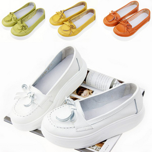  松糕厚底松糕欧美英伦摇摇鞋坡跟小白鞋坡跟韩版真皮女鞋单鞋包邮