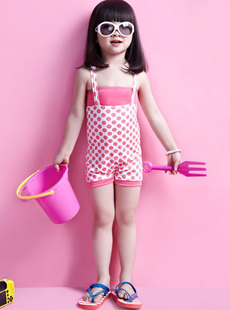Basha dreams children's wear new 2012 candy-color wave point Siamese pants-children's clothing swimwear 014112206