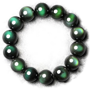  2折！极品精选 开光正品AAA天然黑曜石全绿眼手链/招财貔貅手链