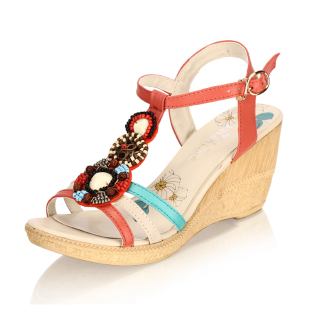  布兰婷凉鞋 特价波西米亚风复古休闲全皮坡跟凉鞋女11258