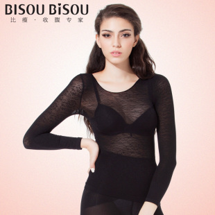  BISOU BISOU比瘦 超薄透视保暖长袖 性感打底美体塑身衣束身内衣