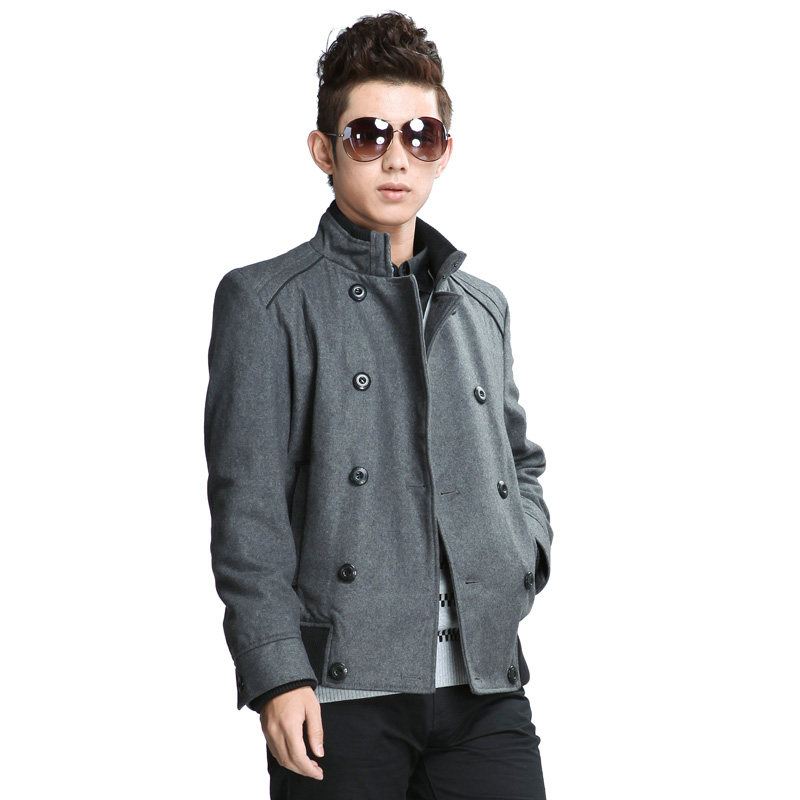 森马semir<em>男士毛呢外套立领</em>英伦风修身毛呢大