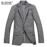 KZOE男装 商务休闲西装外套 亚麻男士修身休闲西服A9103