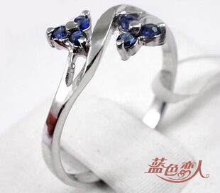  女生最爱925纯银戒指镀金女戒天然蓝宝石戒指新流行美丽