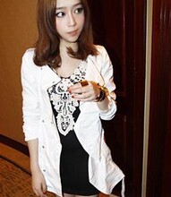 淘宝网2012小飞家推荐新款纯白绝美气质OL拉链木耳边防晒空调风衣正版