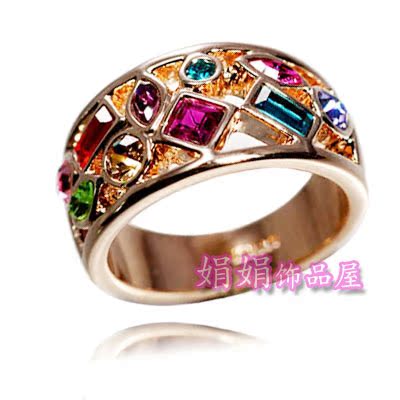 时尚个性潮流 幻彩水晶闪钻戒中食指戒指 女戒 欧美时尚 4204 时尚个性潮流 幻彩水晶闪钻戒中食指戒指 女戒 欧美时尚 4204