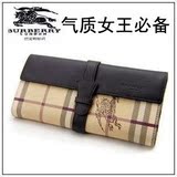 双冠★女士长款★皇家BURBERRY 英伦经典巴宝利骑士格纹牛皮钱包