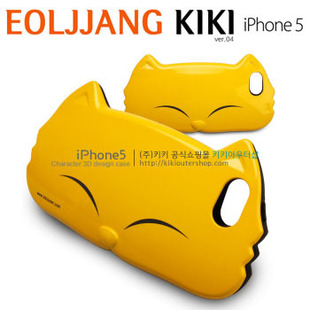  超级可爱！韩国正品KIKI大脸猫苹果iPhone5立体手机壳保护套硅胶