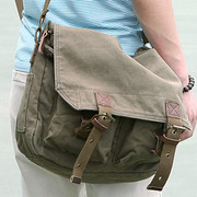 男单肩包休闲包帆布包美式邮差，包潮牌男士斜挎背包书包绿色斜垮包