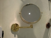 全铜金色化妆镜壁挂伸缩折叠镜子浴室卫生间梳妆镜仿古双面美容镜