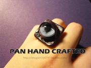 猫咪巧克力原创设计师创意，原宿手工牛皮义眼眼睛眼球戒指指环
