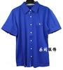 FOLIA HOMME出口韩国商务男装 针织纯棉宝蓝色短袖衬衣