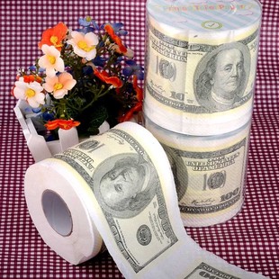 美金卷纸印花纸巾厕纸美钞纸钱币有芯卷纸创意纸彩色卷纸