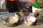 田园树脂工艺品树桩小鸟装饰品摆件收纳首饰盒烟灰缸创意