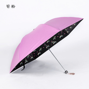 超轻创意黑胶遮光防晒铅笔，太阳伞防紫外线遮阳伞，三折叠晴雨伞女