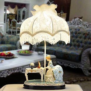 台灯卧室床头创意欧式婚房装饰美式可爱公主，复古调光礼物陶瓷台灯