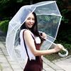 qiutong欧美系小清新透明雨伞，长柄伞泡泡，形状拱形透明伞蘑菇伞