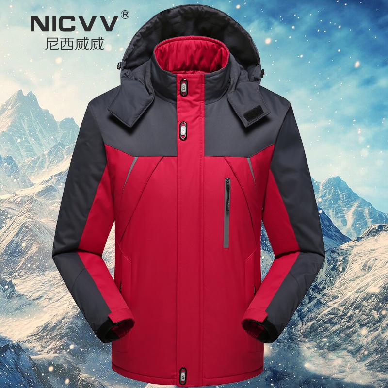 NICVV 加绒加厚保暖男士棉服旅行冲锋衣男冬季运动户外防水外套