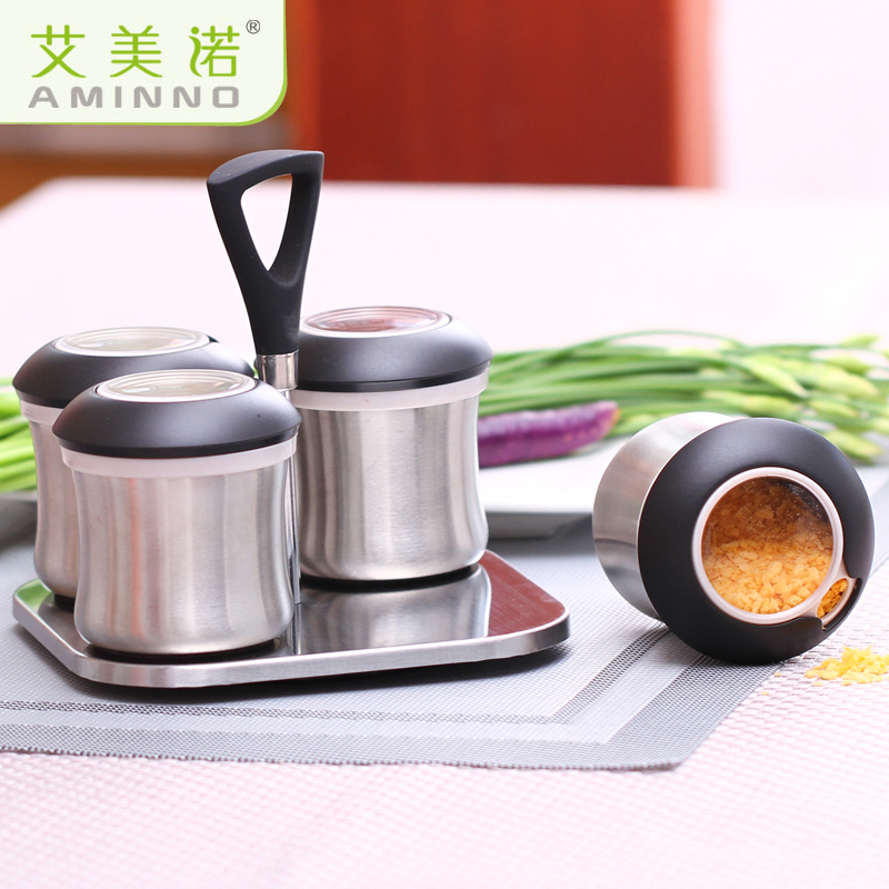 Amy Snow vertical Seasoning Box Stainless steel spice jar European style rotate originality kitchen Condiments Four suitin the Kitchen/Cooking utensils , Kitchen Gadgets/Kitchen storage , Storage jars/Kitchen storage containers , Seasoning bottles category - from Buy2taobao.com to provide professional Taobao agent buy service