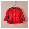 1-2-3岁宝宝针织开衫毛衣红色秋冬女童连衣裙纯棉厚麻花婴儿外套