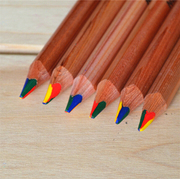 马可6403彩色铅笔 原木彩虹铅笔 三角粗杆 6403儿童涂鸦笔 四色