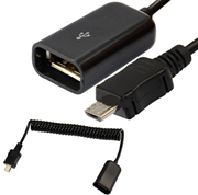 安卓手机U盘连接线Micro USB转OTG数据线 伸缩v8 otg线 弹簧线