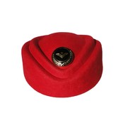 2020红色双层帽檐空姐帽子礼仪女乘务员双帽沿船型羊毛混纺贝雷帽