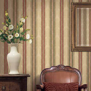 高档壁纸做纸竖条纹复古卧室背景欧式美式田园织布旧客厅墙壁奢华