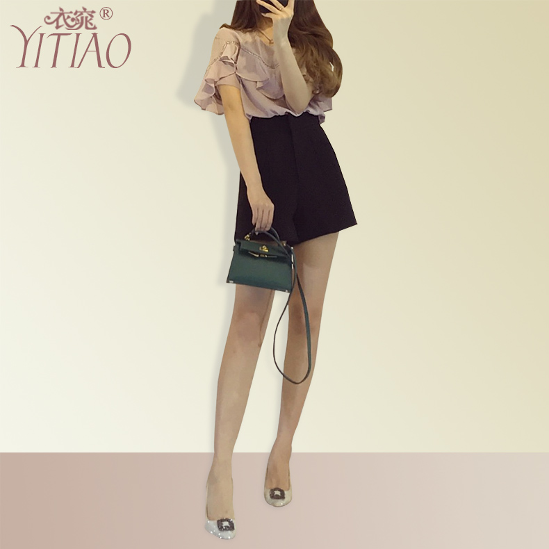 fashion lady Lotus leaf jacket Paige shorts Two piece set Self cultivation Show thin Aristocratic temperament suit 2017in the Women's clothing/Boutique , Set/Student uniforms/Work uniforms , Fashion Set category - from Buy2taobao.com to provide professional Taobao agent buy service