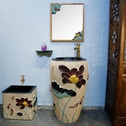 艺术洗手台盆一体创意，小型迷洗手盆小号，阳台立式洗脸盆柜组合陶瓷