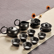 整套原矿紫砂功夫茶具茶壶盖碗，黑泥办公茶具套装茶壶茶杯