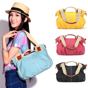 女士帆布包手提单肩包斜挎包休闲简约日韩版学院风女式大包妈咪包