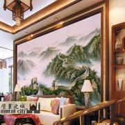 中式古墨山水画长城雄风，大型壁画墙纸，壁纸酒店客厅电视沙发背景墙