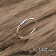 集泰s925纯银手工戒指简单极，细银丝缠绕圈日韩男女学生戴小指(戴小指)尾戒